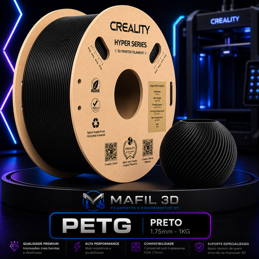 Filamento PETG Creality Preto 1kg – 1,75mm